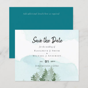 Papier Pine Trees Teal and Sage Wedding