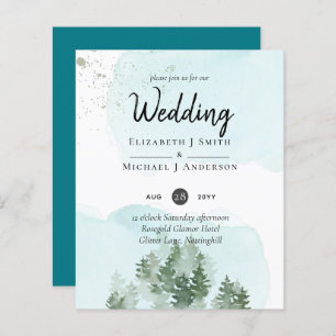 Papier Pine Trees Teal and Sage Wedding