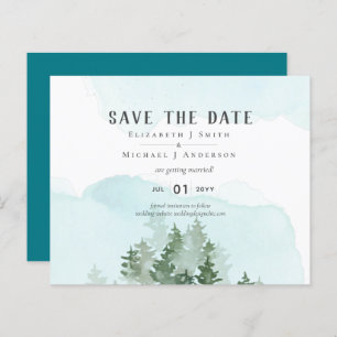 Papier Pine Trees Turquoise et Sage Mariage Date de sauve