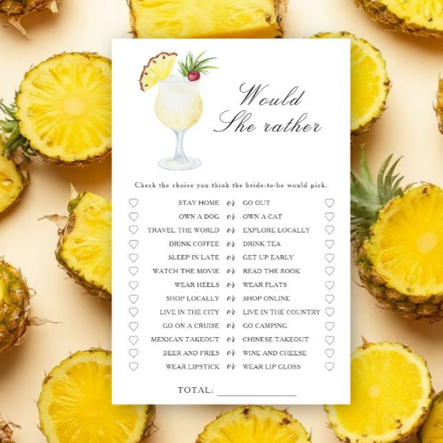Papier Pineapple bridal shower - Would she rather game (Créateur téléchargé)