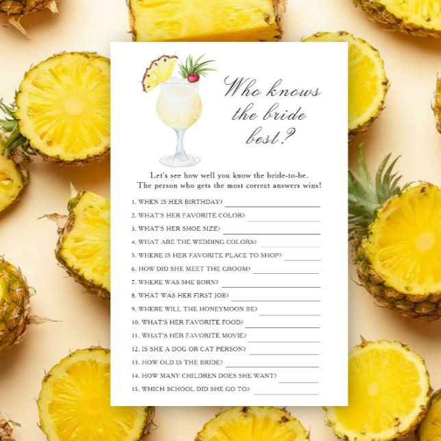 Papier Pineapple Cocktail Bridal shower - Bride the best (Créateur téléchargé)