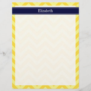Papier Pineapple Lt Yellow LG Chevron Navy Nom monogram