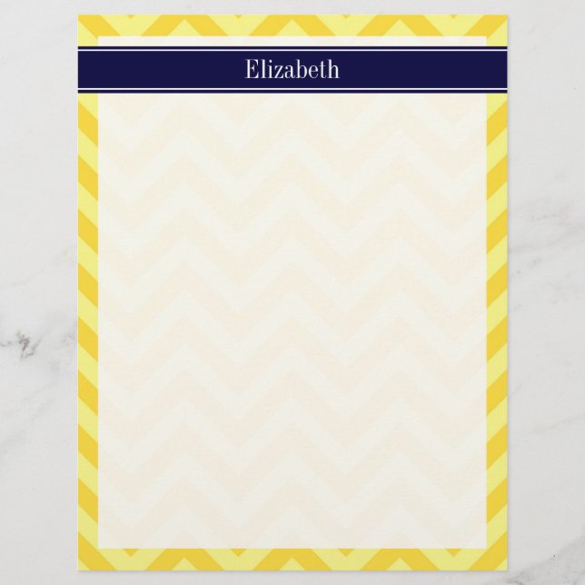 Papier Pineapple Lt Yellow LG Chevron Navy Nom monogram (Devant)