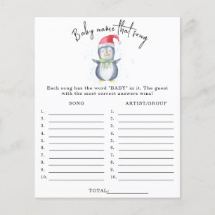 Papier Pingouin - Nom de cette chanson jeu de baby shower