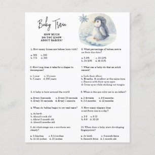 Papier Pingouin - Trivia bébé   Jeu Baby shower