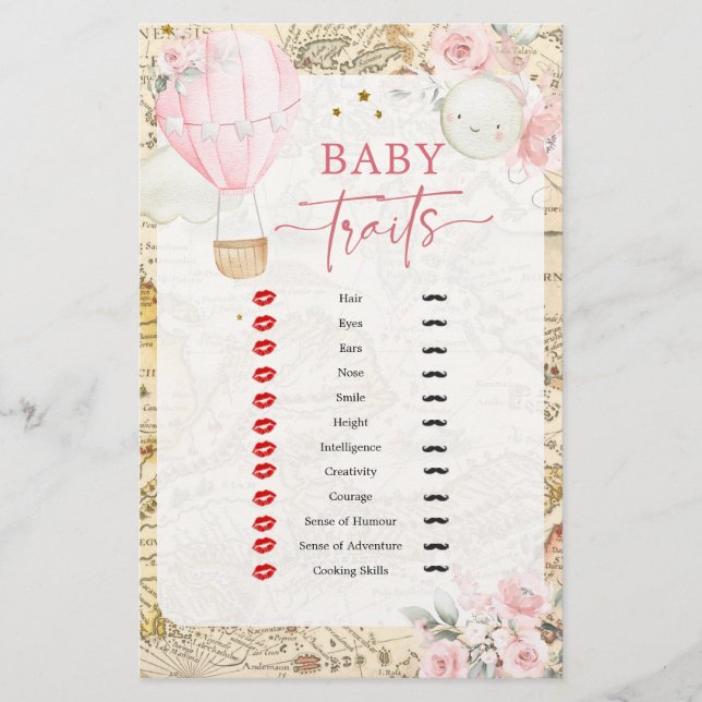 Papier Pink Air Balloon n'est-elle pas Onerderful Baby Tr (Devant)