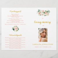 Pink And Gold Woman Celebration Of Life Program