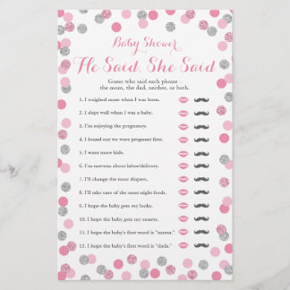Papier Pink and Silver Baby shower Il a dit qu'elle a dit
