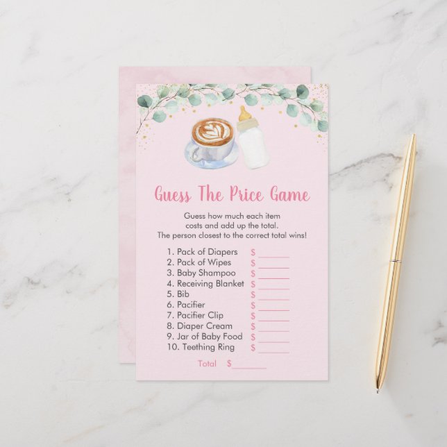 Papier Pink Baby Brasse Du Café Devinez Le Jeu De Prix (Devant/Arrière en situation)