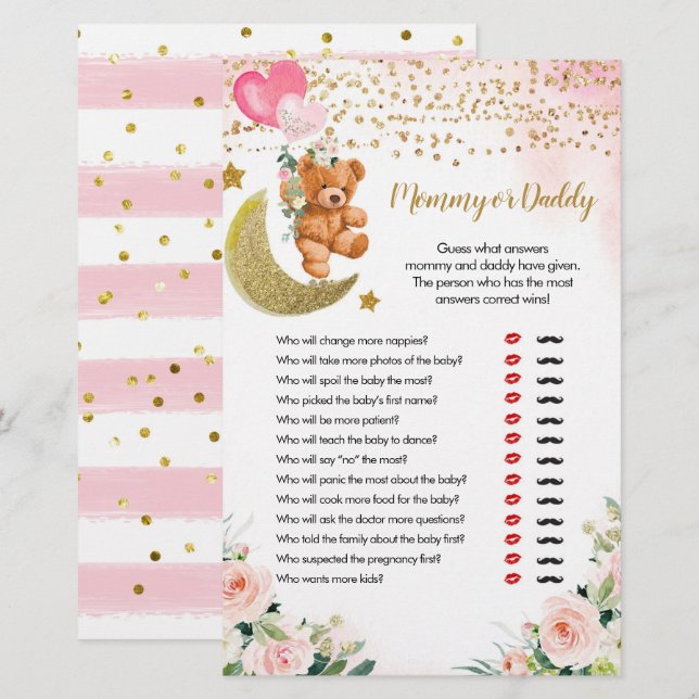 Papier Pink Bearly Maman ou Daddy Games (Devant / Derrière)