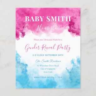 Papier Pink Blue Smoke Baby Genre Reveillez Invitation