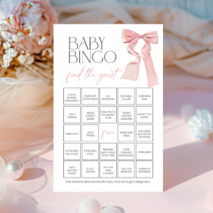 Papier Pink Bow Baby Bingo Trouvez le jeu de douche invit