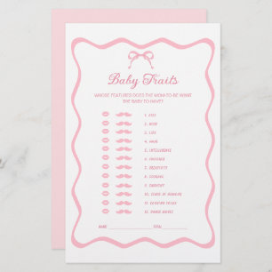 Papier Pink Bow Baby shower Baby Traits Jeu