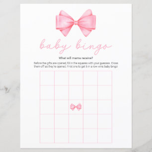 Papier Pink Bow Baby shower moderne Jeu de Bingo