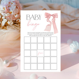 Papier Pink Bow Bingo Baby shower Jeu