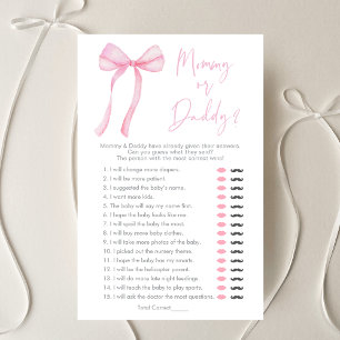 Papier Pink Bow Coquette Maman ou Papa Baby shower Jeu