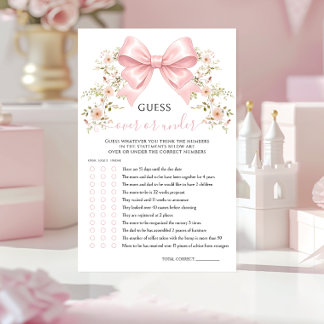 Papier Pink Bow Floral Baby Shower Over or Under Game