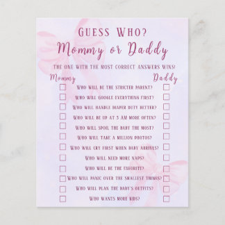 Papier Pink Bow Guess Who Mommy or Daddy Baby Shower Game
