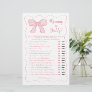 Papier Pink Bow maman ou papa Baby shower jeu