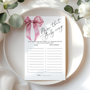 Papier Pink Bow Nom de la chanson jeu de baby shower