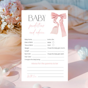 Papier Pink Bow Prédictions et conseils Baby shower Jeu