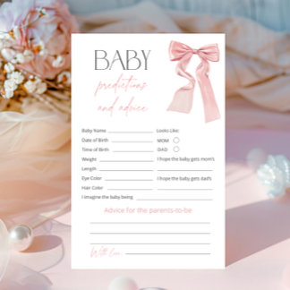 Papier Pink Bow Prédictions et conseils Baby shower Jeu