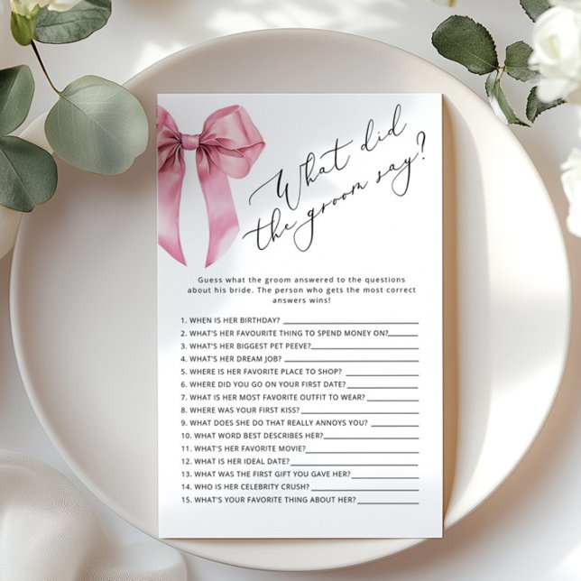 Papier Pink Bow Qu'est-ce que le marié a dit le jeu de do (Créateur téléchargé)