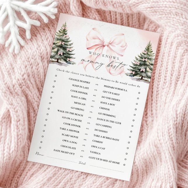 Papier Pink Bow Qui Connaît Maman Meilleur Baby shower Je (Créateur téléchargé)
