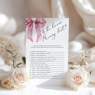Papier Pink Bow Qui connaît maman meilleur jeu de baby sh