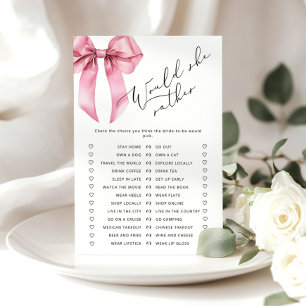 Papier Pink Bow Voudrait-elle plutôt le jeu de douche nup