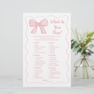 Papier Pink Bow What's In Your Purse Baby shower Jeu