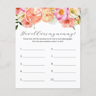 Papier Pink Citrus Quel Âge A Été Mon Baby shower Maman J