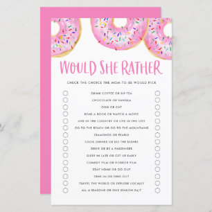 Papier Pink Donuts Voudrait-Elle Plutôt Baby shower Jeu