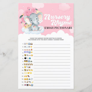 Papier Pink Elephant Nursery Rhyme Emoji Pictionary Jeu