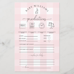 Papier Pink En vichy Bunny Baby Predictions Jeu