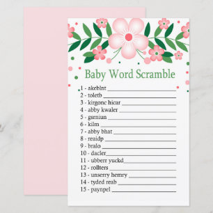 Papier Pink Floral Baby mot scramble jeu