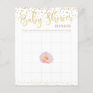 Papier Pink Flower Gold Accent Baby shower Bingo Jeu