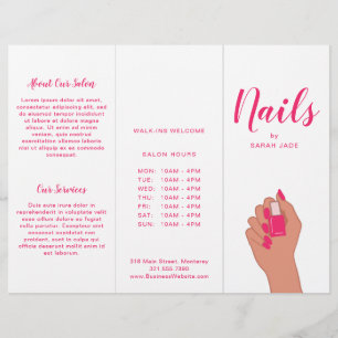 Papier Pink Fuschia Moderne Salon à ongles Tripli Brochur