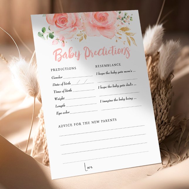 Papier Pink Girl Baby shower de jeu Prédictions et consei (Créateur téléchargé)