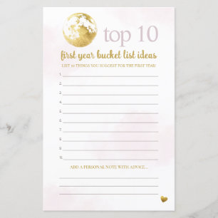 Papier Pink Gold Conseils et liste de Baby shower jeu