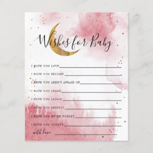 Papier Pink Gold Moon et Stars Wives for Baby Card