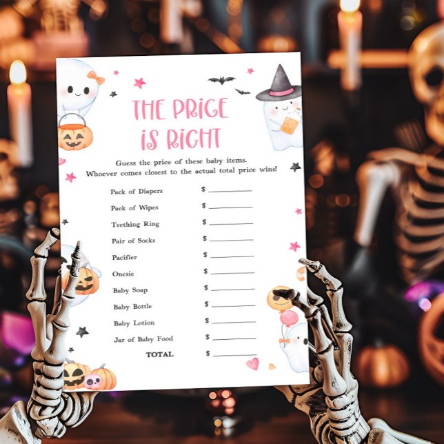 Papier Pink Halloween Little Boo Le prix est le bon jeu (Baby is Brewing Baby Shower The Price is Right Game)