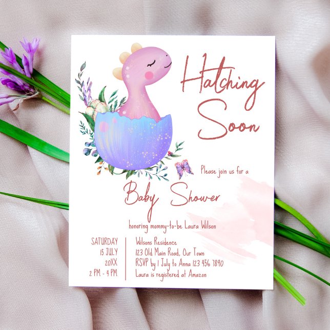 Papier Pink hatching bientôt baby shower budget invitatio (Créateur téléchargé)