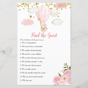 Papier Pink Hot Air Balloon Jungle Trouvez le jeu Invité