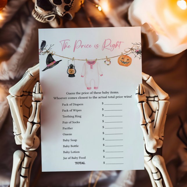 Papier Pink Little Boo Halloween Le Prix est le bon jeu (Halloween Baby Clothes Baby Shower The Price is Right Game)