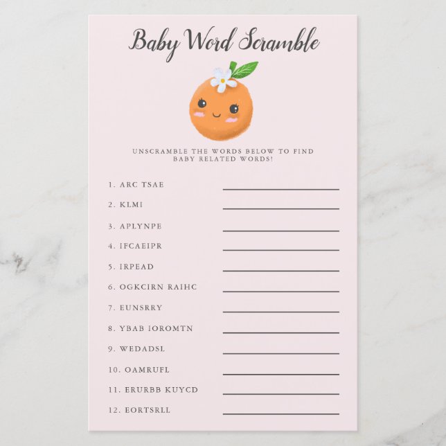 Papier Pink Little Cutie Baby Word Scramble Jeu (Devant)