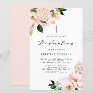 Papier Pink Magnolia et Hydrangea Invitation de dédicace 