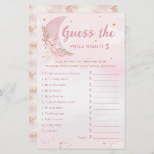 Papier Pink Moon Devine Le Prix Bon Baby shower Jeu