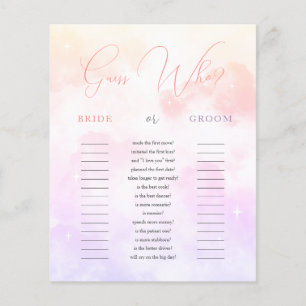 Papier Pink Purple Devinez Qui Marié ou Groom Jeu nuptial