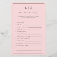 Pink Qu'Est-Ce Que Papa A Dit Baby shower Game